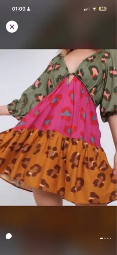 VESTIDO CURTO FARM ESTAMPADO ONÇA MIX