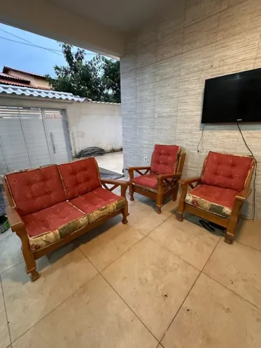 Jogo poltronas madeira 