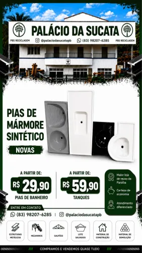 Pias de diversos modelos e tamanhos a partir de R$60,00