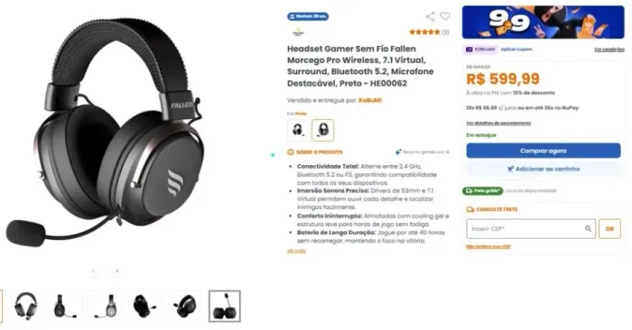 Headset Gamer Morcego Pro Wireless