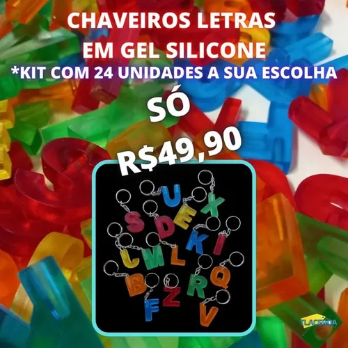 24 Chaveiros letras gel/silicone a sua escolha (compre mais pague menos)consulte!