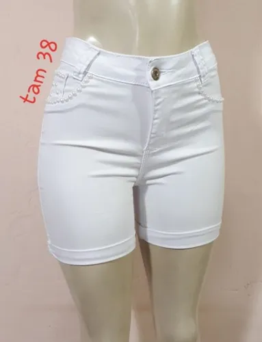 Bermuda novíssima extra branco Tam 38 com Strech cintura alta jeans Denin