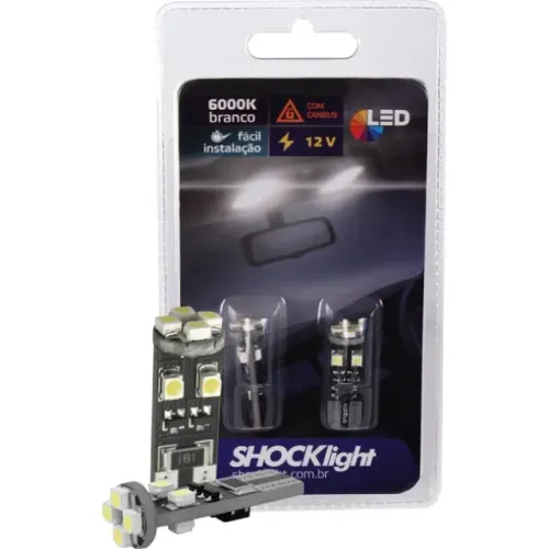 Lâmpada Auxiliar Pingo Dagua T10 - 08 LEDS c/ Cambus - SLL-1208