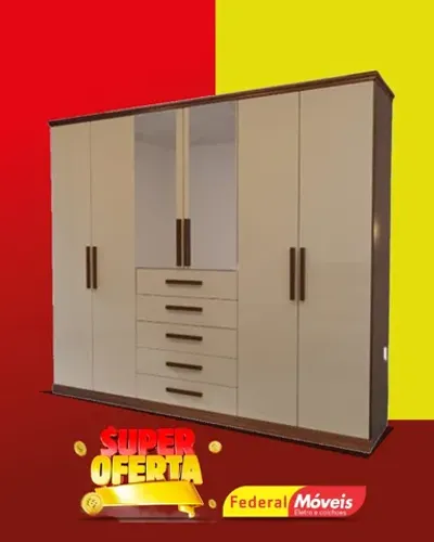 Guarda Roupa 100% MDF 6 Portas 5 Gavetas c/ Espelho Direto da Fabrica Fazemos Entrega