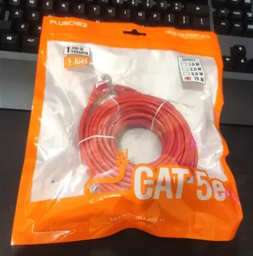 Cabo de Rede Original - 10 Metros - Cat.5E 1GB/s - Novo Lacrado
