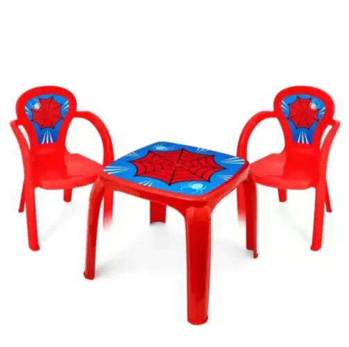 mesa infantil com duas cadeiras homem-aranha.