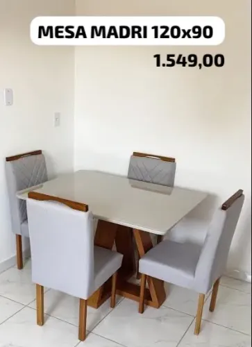 Mesa 4 cadeiras Madri 120x80 -ENTREGA HOJE !!!