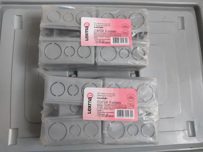 Caixa de Luz 4x2 Retangular Cinza PP Lexman - 12 Unidades