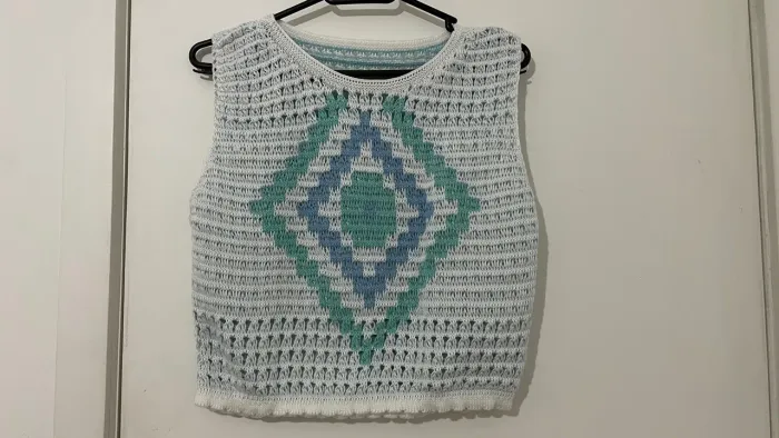 Blusa Cropped de Crochê Nova P