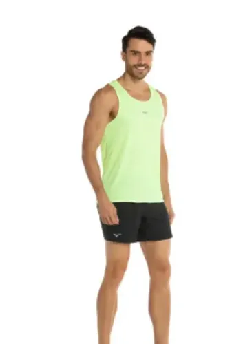 Regata Mizuno Dry running para treino e corrida masculina verde limão