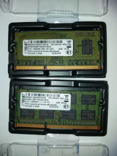2 Memórias RAM DDR3 4GB e 2GB Notebook