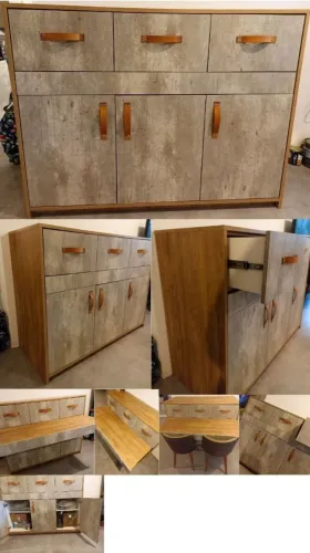Balcão 100% MDF com mesa retrátil - planejado