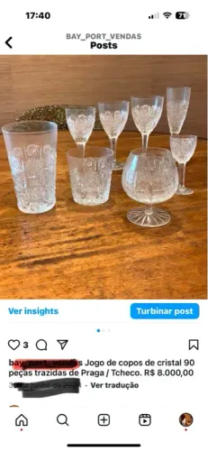 Jogo de Copos de Cristal 90 Peças - Praga/Tcheco