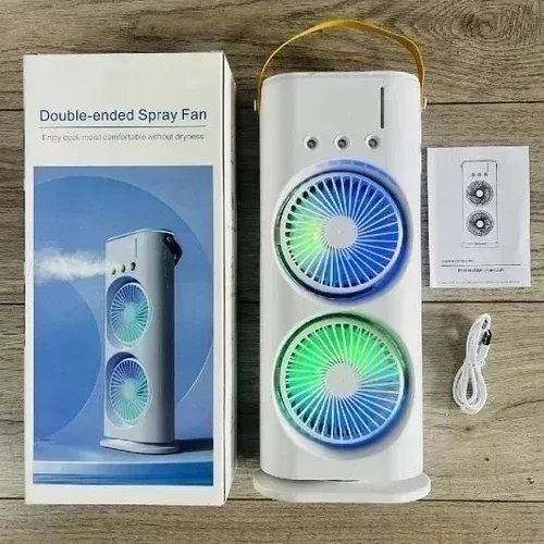 Mini Ventilador Duplo Com Led De Mesa Portatil Giratotio - Entrega das 9 até 22hrs
