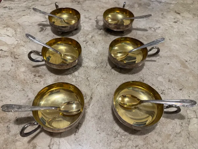 Conjunto Sobremesa Prata Retrô 