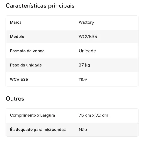 Forno Wictory WCV535 Turbo 110v