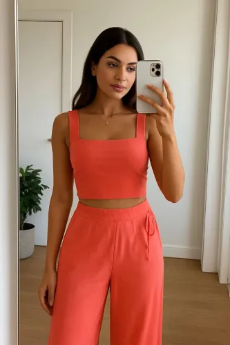 Conjunto calça e cropped 
