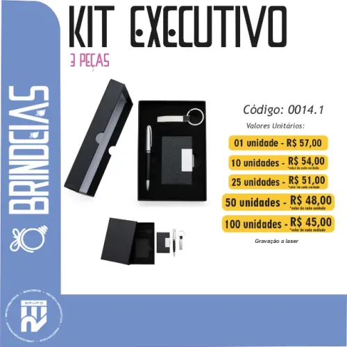 Kit executivo com 3 Peças com personalização a laser