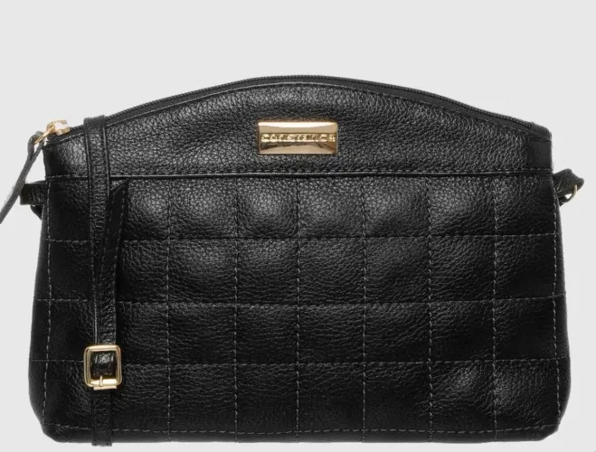 BOLSA DE COURO PRETA CONSTANCE