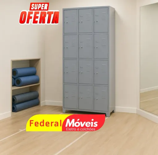 Armário de Aço 12 Portas - Forte, Moderno e Super Funcional!