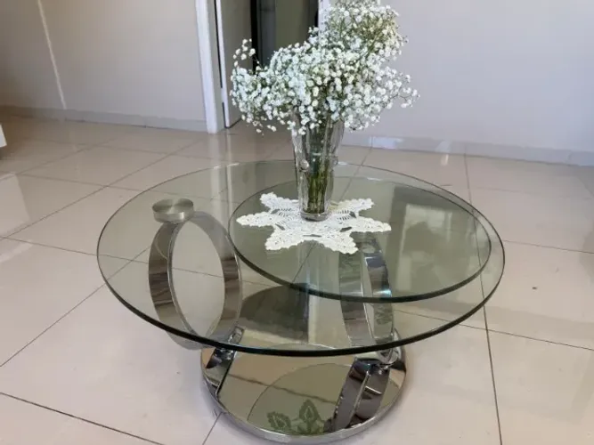 Mesa de Centro Sala redonda em vidro (modelo exclusivo)