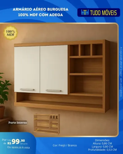 Insta @tudo_moveis / Armário aéreo Burguesa 100% MDF