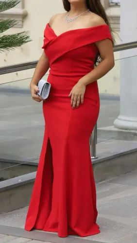 Kit Completo Festa - Vestido Longo Vermelho + Sandália + Bolsa + Acessórios