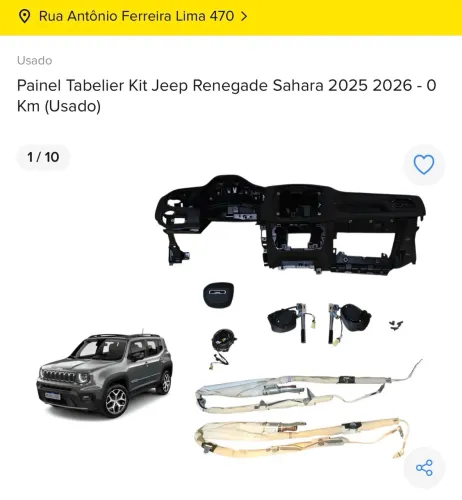 KIT AIRBAG JEEP RENEGADE 2026 0km COMPLETO