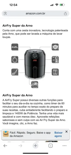 Airfryr digital arno 4.2l fritadeira sem óleo 