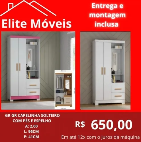 650,00 Com a montagem e a entrega guarda roupa novo na caixa com garantia de fabrica. 