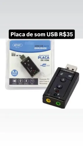 Placa de som som USB computador 