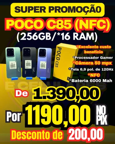 POCO C85 - 256GB/8RAM - (Lacrado a Pronta Entrega)