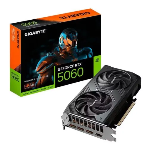 Placa de Video Gigabyte GeForce RTX 5060 Windforce Max OC V2, 8GB, GDDR7 - (LACRADA)