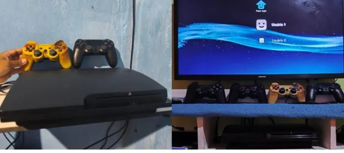 PS3 de 500 GB mais 40 jogos 4 controles mais um HD externo de 500 GB com jogos vendo e tr
