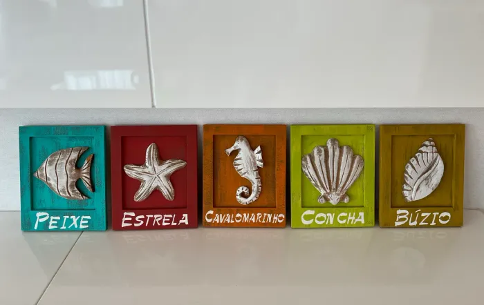 Conjunto de 5 Quadros Decorativos: Motivos do Mar