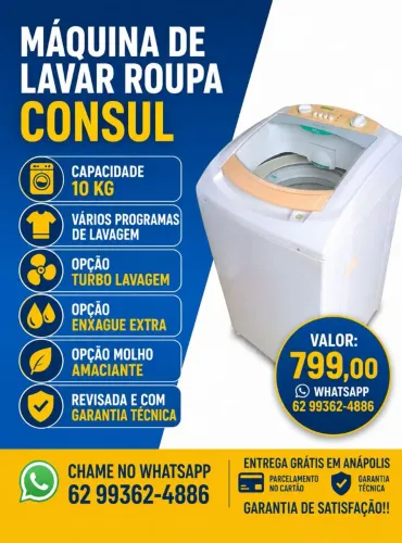 Máquina de lavar Consul Revisada Silenciosa com Garantia