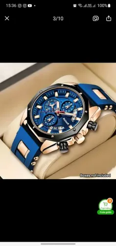 Relógio Moderno Rosé com Pulseira Azul Barato