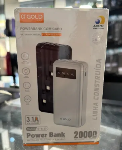 Carregador Portátil Power Bank 20.000mAh 3.1A Alta Velocidade A'Gold