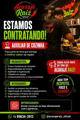 Vaga de auxiliar para início imediato