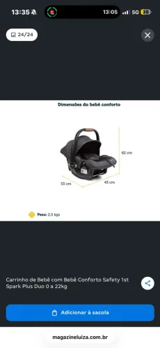 Vendo bebê conforto safety 1st NOVO