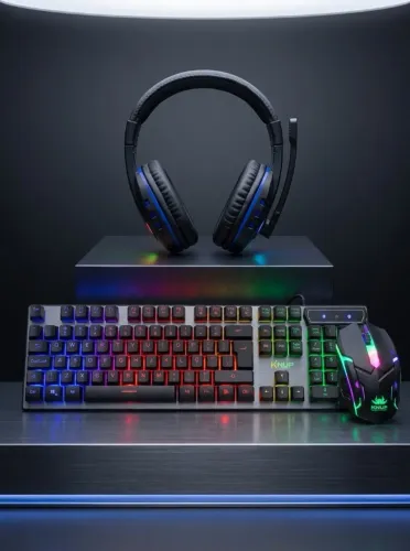 Kit Gamer Teclado Semi Mecânico RGB + Mouse + Headphone