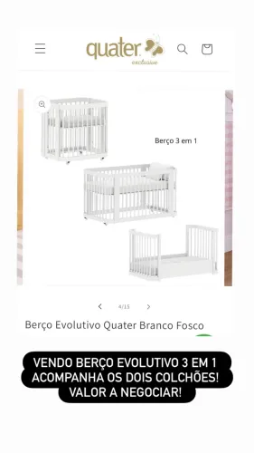 Berço 3 em 1 marca Quater