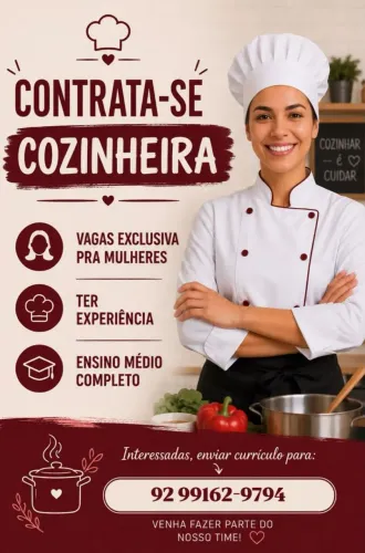 Vagas para cozinheira