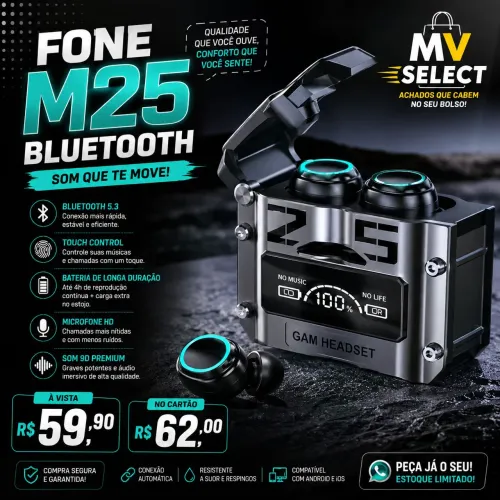 Fone bluetooth Esportivo M25
