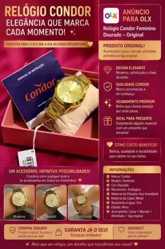Relogio feminino dourado Condor