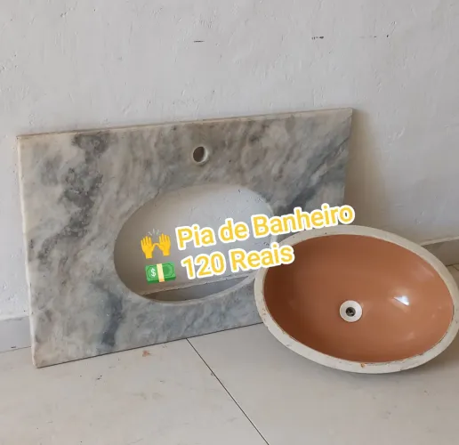 Pia banheiro mármore com cuba 