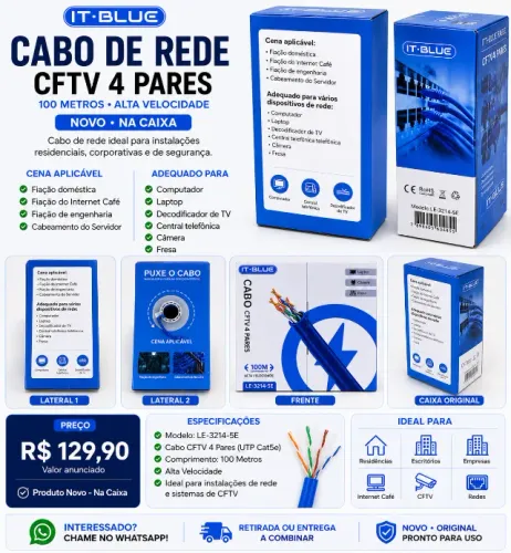 Caixa Cabo de Rede/CFTV IT-Blue LE-3214-5E 100m - Nova