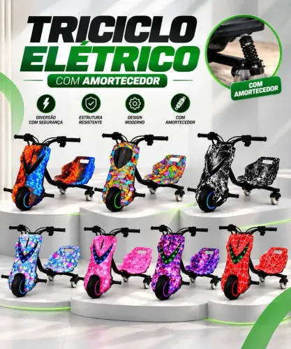 Triciclo elétrico Drifit infantil 350W com amortecedor.