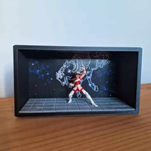 Quadro diorama dos "Cavaleiros do Zodíaco"
