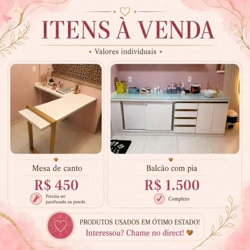 Balcão com pia e mesa de canto mdf